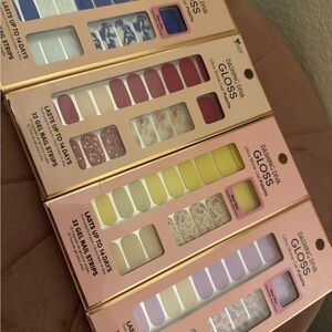 Dashing Diva Gloss Gel Nail Strips - Pink, Yellow, Purple